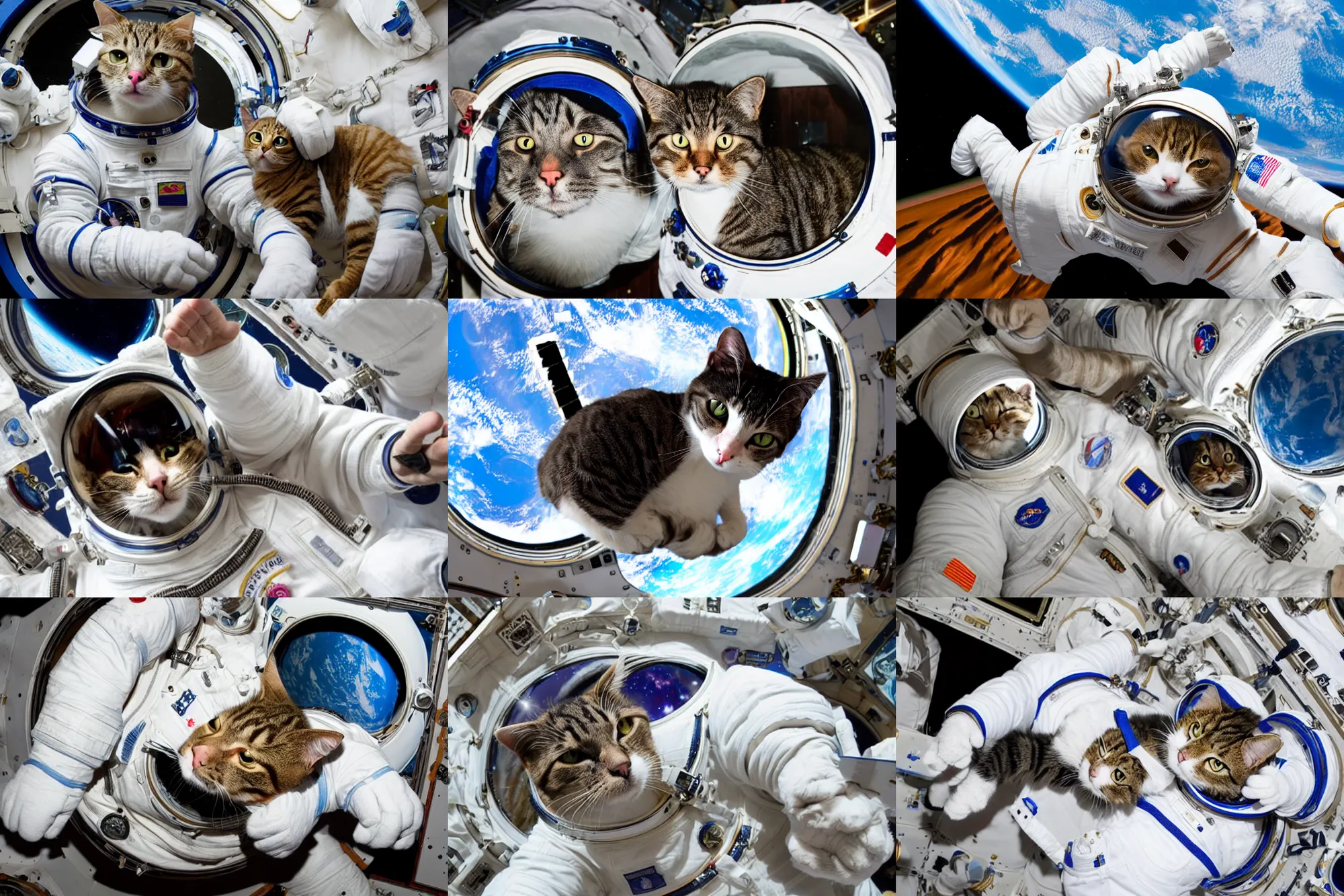 Prompt: cat as an a astronaut on international space station