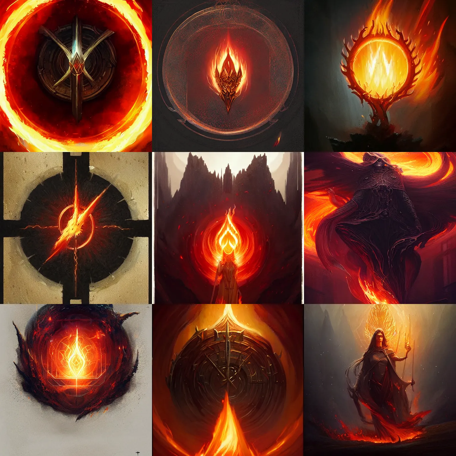 Prompt: holy fire spell art, elden ring, fantasy game spell icon, by greg rutkowski