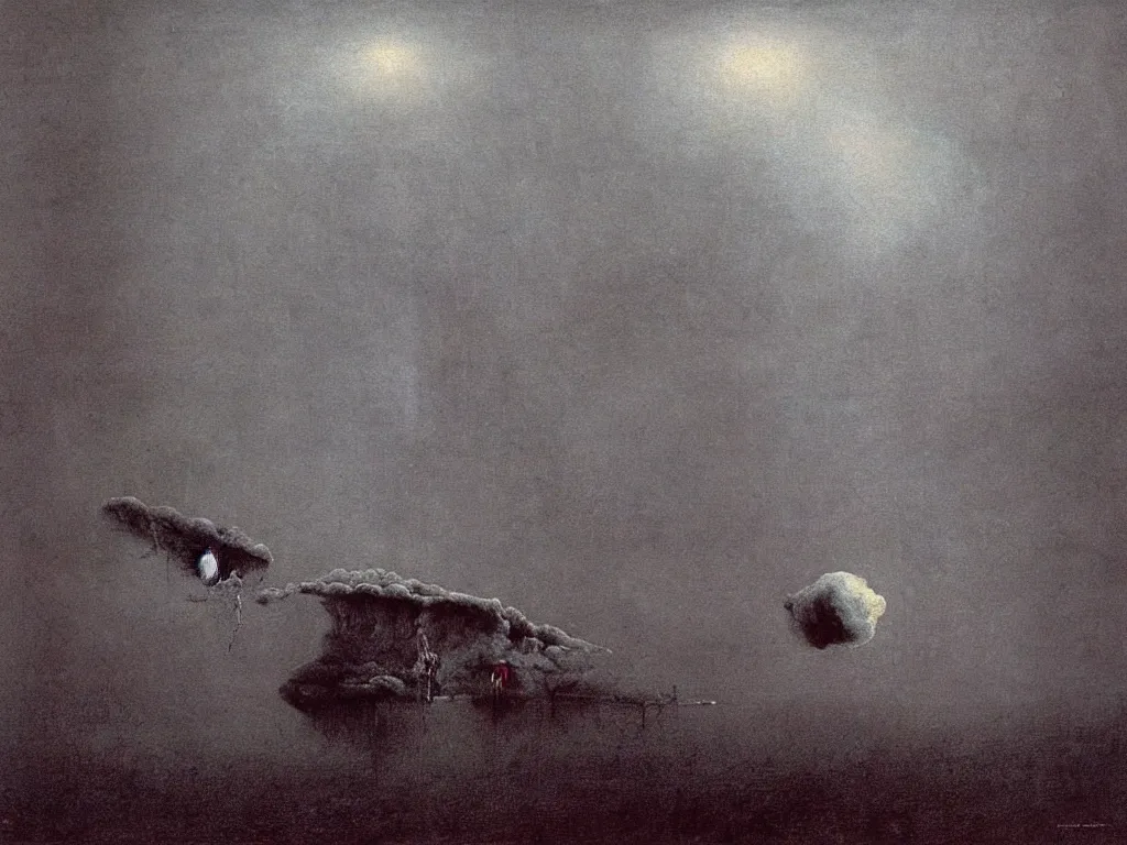 Image similar to Inverted hailstorm. Painting by Salvador Dali, Beksinski