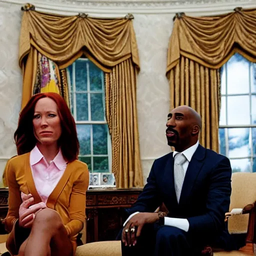 Image similar to Jen Psaki and Tupac Shakur acting fools high on LEAN in the oval office , Photograph By Rineke Dijkstra; by Yoichi Okamoto