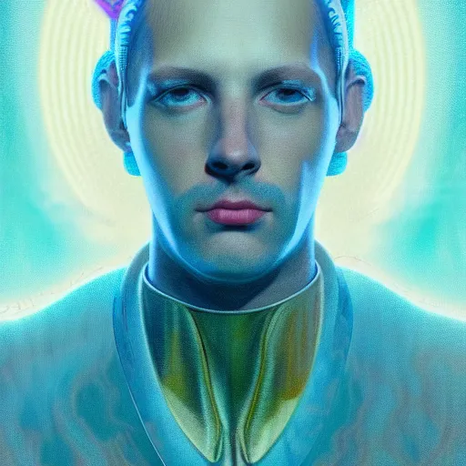 Prompt: realistic extremely detailed portrait painting of an average man , retro futuristic ,plasma gas,water,cyberpunk , by beeple,Jean Delville, Amano, Yves Tanguy, Alphonse Mucha, Ernst Haeckel, Edward Robert Hughes, Roger Dean, rich moody colors, blue eyes,octane render,4k,f32