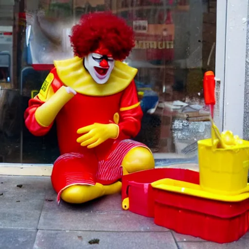 Image similar to ronald mcdonald puking vomiting