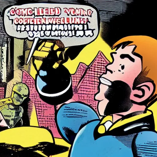 Image similar to a hammer with a speech bubble, comic book illustration, marvel