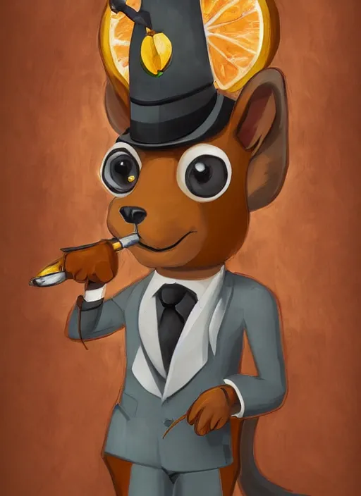 Image similar to squirrel anthro as a dapper bartender in a suit and tie, detailed art deco painterly art style 🐿🍸🍋, furaffinity, trending on artstation