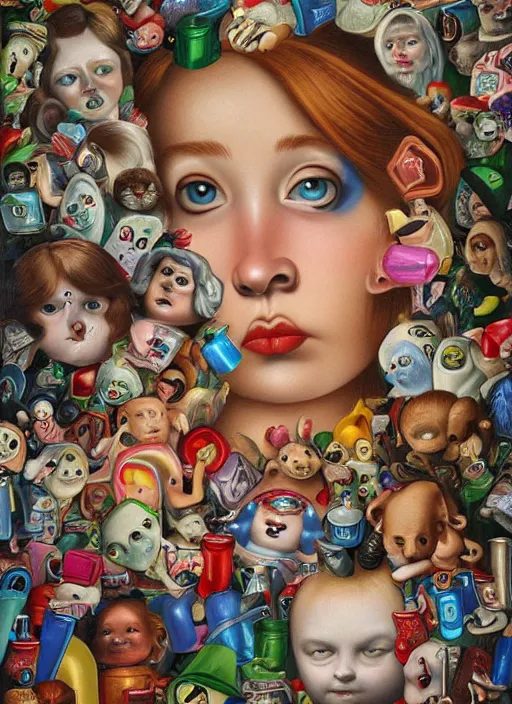 Image similar to people see a smartphone as a trash Mark Ryden and Alex Gross, Todd Schorr highly detailed