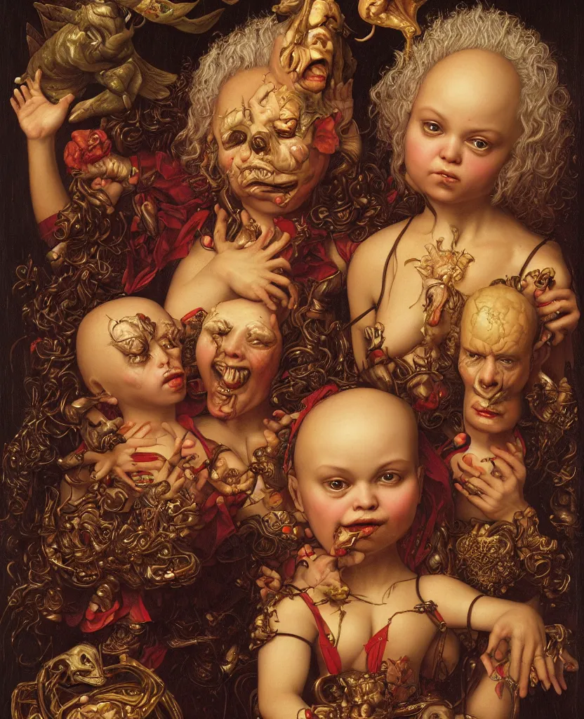 Prompt: a painting of ultradetailed collectible card from garbage pail kids nasty nick card, a flemish baroque by dino valls, trending on zbrush central, classical realism, flemish baroque, hyper realism, chiaroscuro