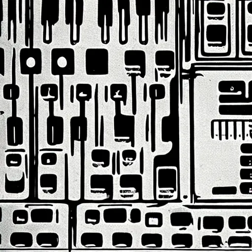 Prompt: “Old analog synthesizer with keyboard. Close-up. A poster in the style of German expressionism”