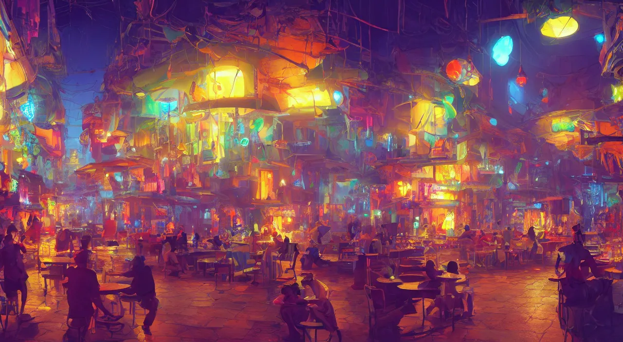 Image similar to bazaar zouk oriantal multicolorful sky shine place mosquet painting stylized digital video game icon global illumination ray tracing 8 k hd resolution, by ilya kuvshinov and cushart krentz and gilleard james