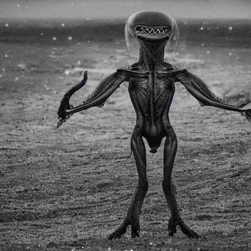 Image similar to A medium-shot, digital photo, capturing a never before seen alien creature, overcast lighting, 2018 photo from alien magazine
