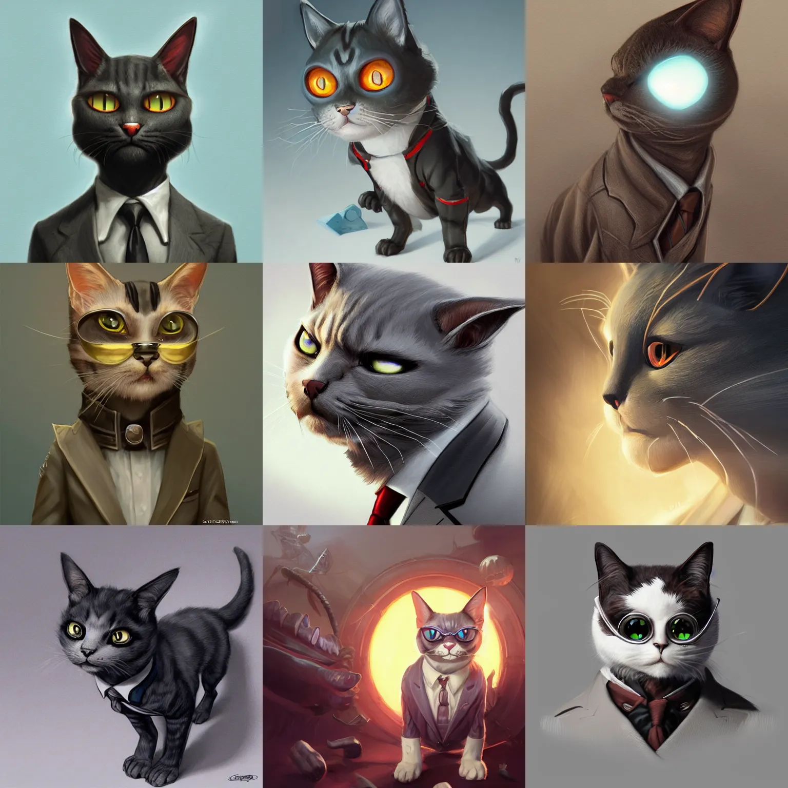 Prompt: cyclops cat in a suit, one eyed catfolk, highly detailed, d & d, fantasy, highly detailed, digital painting, trending on artstation, concept art, sharp focus, illustration, global illumination, shaded, art by artgerm and greg rutkowski and fuji choko and viktoria gavrilenko and hoang lap
