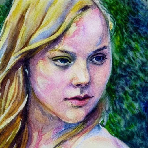 Image similar to abbie cornish, watercolor, in the style of claude monet, beautiful face, award winning, hd, 4 k