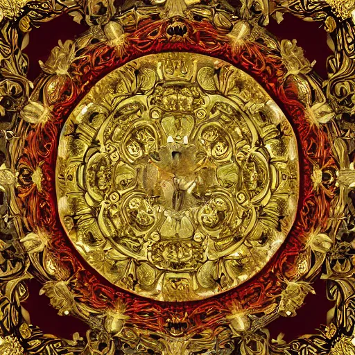 Prompt: rats eating french rococo golden mandala