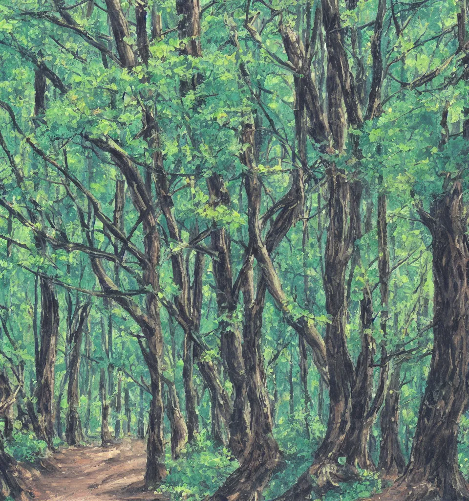 Image similar to a detailed painting in the style of anime of a forest