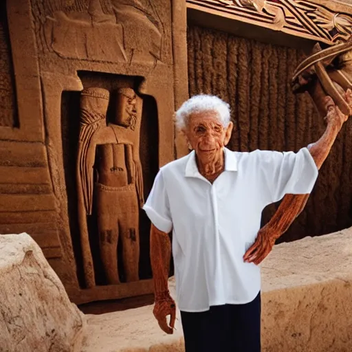 Image similar to cinematic film still of 80 year old Mediterranean skinned man in ancient Canaanite clothing stands in front of Noah's ark. Storm clouds. directed by Steven Spielberg