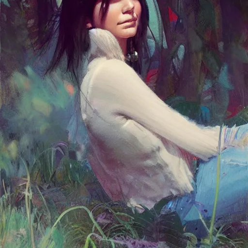 Prompt: Kendall Jenner by RossDraws by Richard Schmid by Jeremy Lipking by moebius by atey ghailan