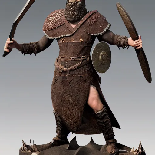Image similar to of a 3d clay model of a viking from valhalla, wearing the horned helmet ultra fine detail, hair strands, ultra high resolution, fine texture detail, miniature painting techniques, perfect proportions, marvel cinematic universe