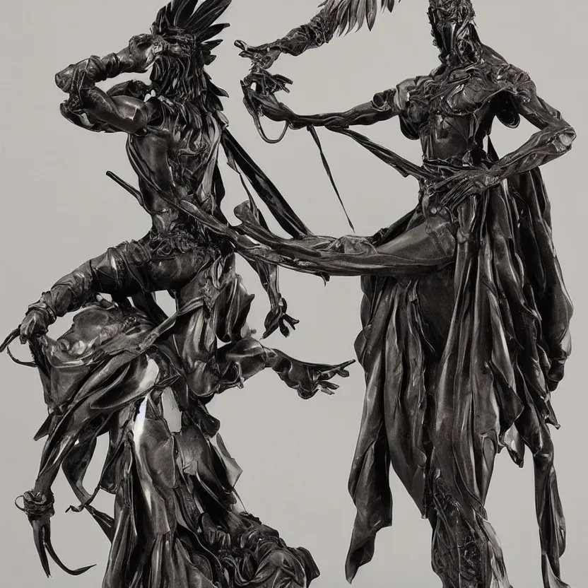 Image similar to A beautiful marble statue. Feathers and leather. Hell and heaven. by Yasushi Nirasawa.