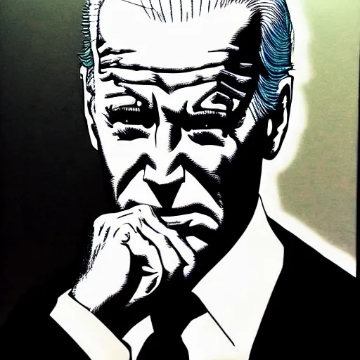 Image similar to Joe Biden looking sinister, by Tsutomu Nihei, highly detailed