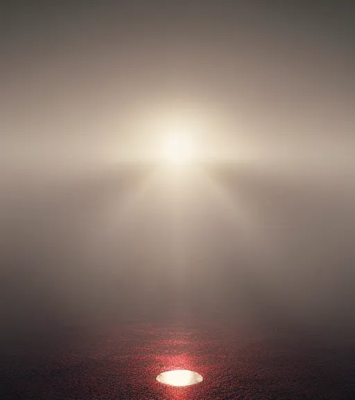 Image similar to the symmetric red linear light in the antartic fog, majestic light, octane render, beauty fog, ethereal glare of the sun, hyperrealistic, epic, masterpiece