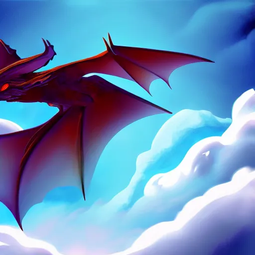 Image similar to Dragon flying above the clouds, digital art, 4K, dramatic lighting