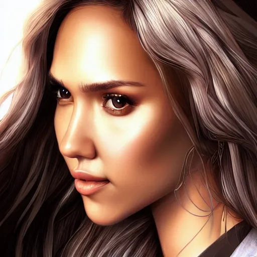 Image similar to ' a portrait of a jessica alba by artgerm'