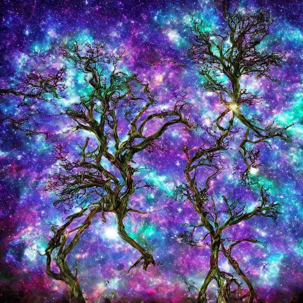 Prompt: magical trees of life in the galaxy 🌌