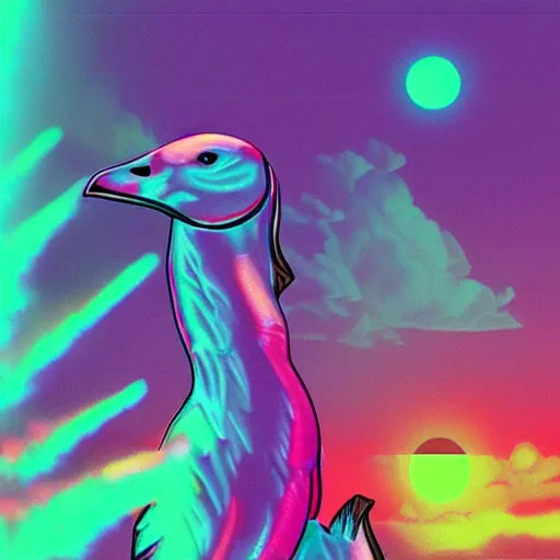 Image similar to vaporwave goose