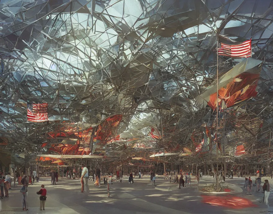 Image similar to the usa pavilion at expo'7 4 in spokane washington. art by alejandro burdisio and federico pelat and greg rutkowski