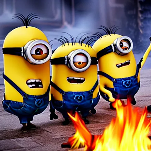 Image similar to minions burning in hell