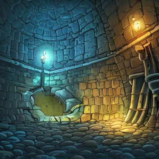 Prompt: A detailed sewer lair background made by Walt peregoy,soft,light,bright,epic,awesome