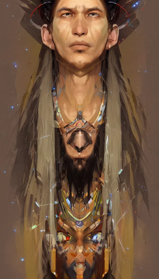 Image similar to portrait of a digital shaman, by artstation