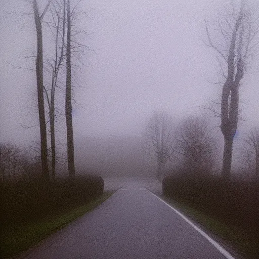 Image similar to Beautiful cameraphone, soft liminal Photograph of an estate road, early morning, estate-flat