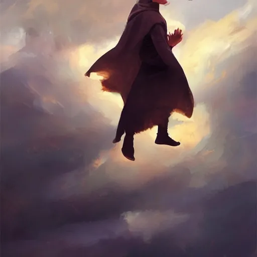 Image similar to blonde boy wearing a brown cape and flying in t pose, powerful, space background, oil painting, brush strokes, greg rutkowski