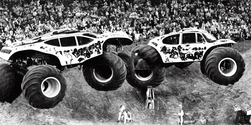 Image similar to monster truck rally, Salvador Dalí