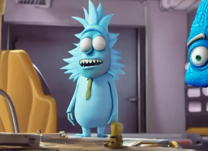 Image similar to film still of rick sanchez in the new scifi movie 4 k,,,,,,,,,,,,,,,,,,,,,,,,,,,,,,,,,,,,,,,,,,,,,,,, monsters inc rick and morty