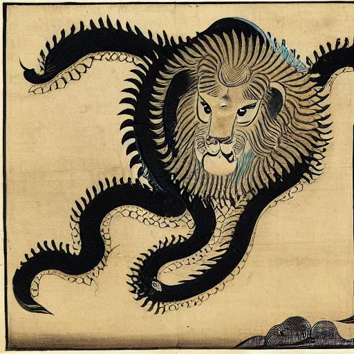 Image similar to Lion'thulu, Itō Jakuchu, 1790