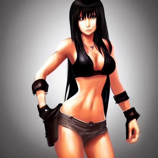 Image similar to face and body shot of tifa lockhart, concept art trending on artstation