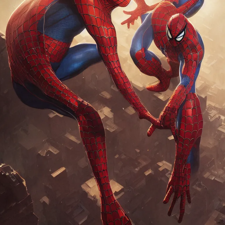 Image similar to portrait of spiderman, D&D, fantasy, highly detailed, digital painting, artstation, smooth, sharp focus, illustration, art by artgerm and greg rutkowski and alphonse mucha
