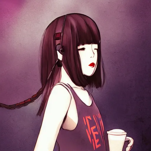 Prompt: lofi hiphop girl by Yuumei deviantart, yummeiart.com, pixiv