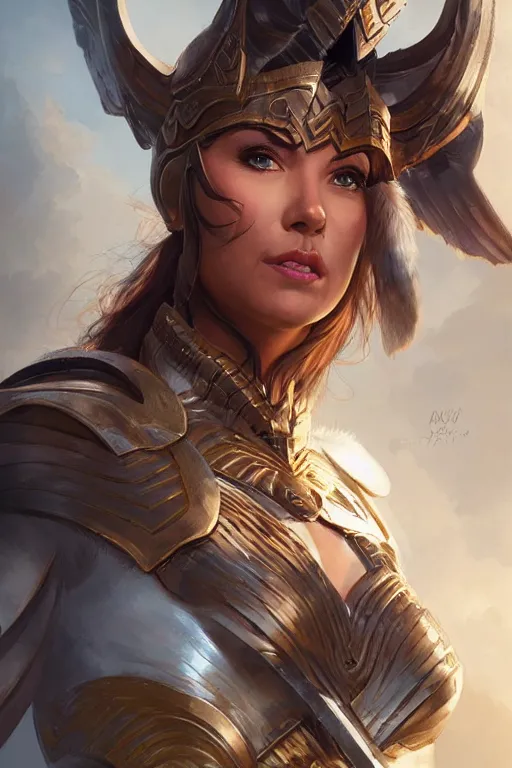 Image similar to amazon valkyrie athena, d & d, fantasy, portrait, highly detailed, headshot, digital painting, trending on artstation, concept art, sharp focus, illustration, art by artgerm and greg rutkowski and magali villeneuve