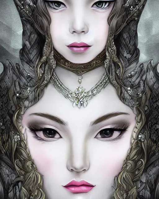 Image similar to a beautiful female fantasy portrait by bearbrickjia