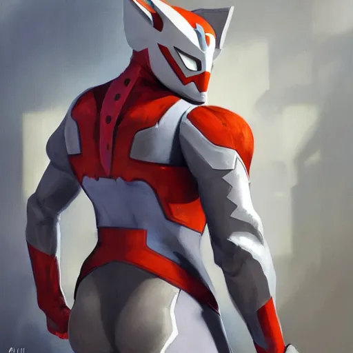 Image similar to greg manchess portrait painting of armored spiderman ultraman grey fox from metal gear cyborg gay japanese - american hybrid as overwatch character, medium shot, asymmetrical, profile picture, organic painting, sunny day, matte painting, bold shapes, hard edges, street art, trending on artstation, by huang guangjian and ail elvgren and sachin teng