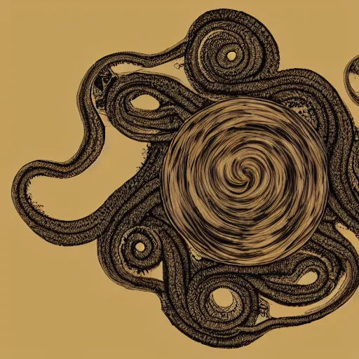 Prompt: a dark colored planet, with shadow colored tentacles in the style of eldritch horror