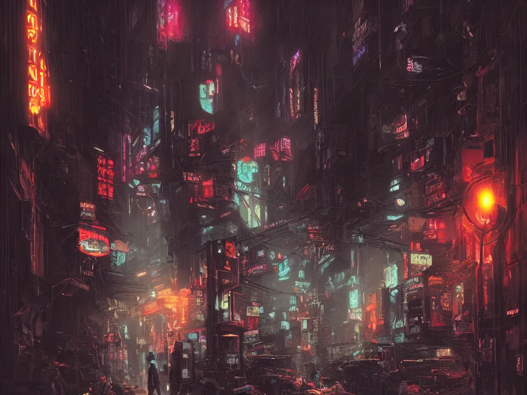 Prompt: a nightscene with a dark alley in new york city with graffiti on the walls at the end an illuminated door, by greg rutkowski, cyberpunk city, futuristic, neon,