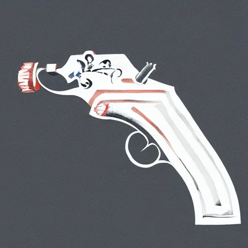 Image similar to hand paint gun, white background, artstation