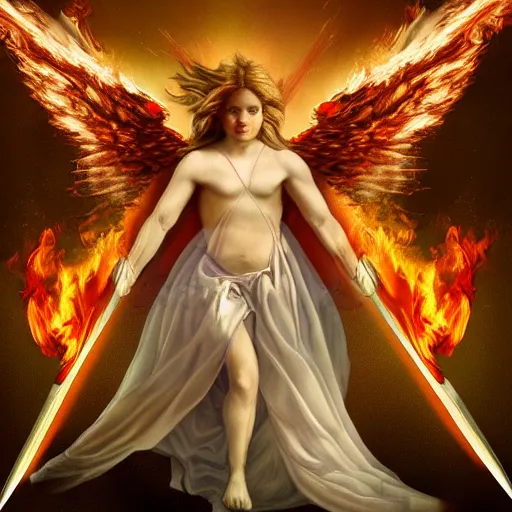 epic portrait of an angel holding a flaming sword | Stable Diffusion ...