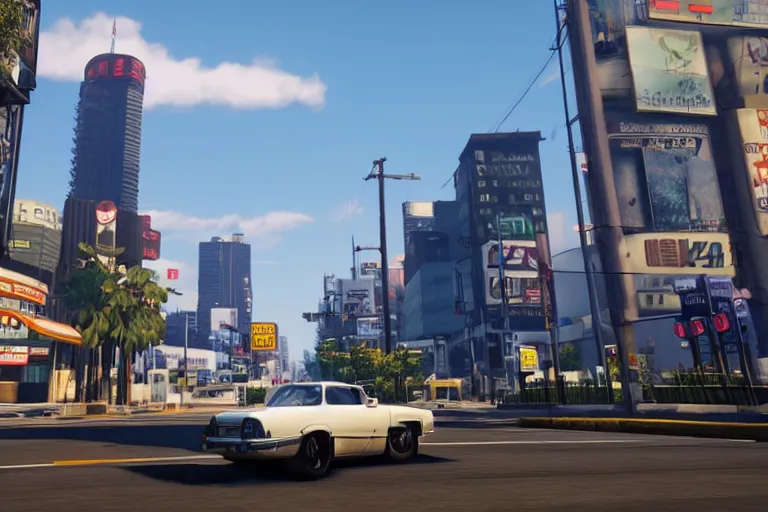 Image similar to screenshot of Grand Theft Auto 6: Tokyo, for ps5, Highly Detailed, Unreal engine 5, HD, 8k, GTX 3090,