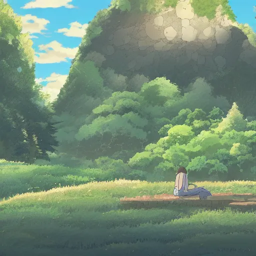 Image similar to landscape of the eternal rest, in the style of studio ghibli, award - winning, 4 k