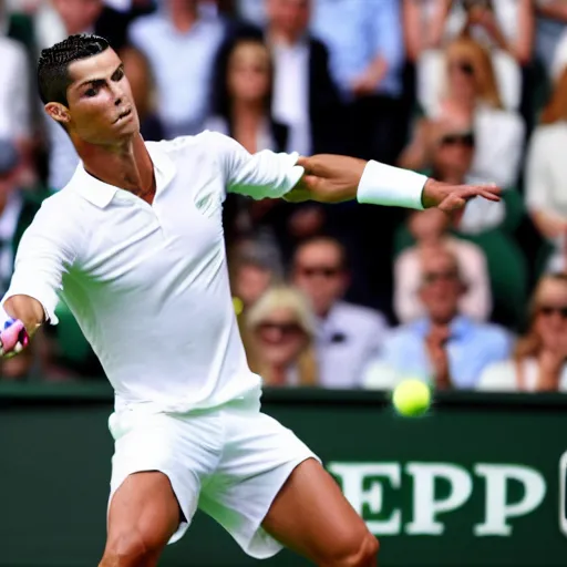 Image similar to cristiano ronaldo playing tennis at wimbledon