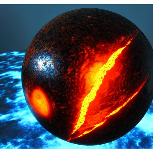 Prompt: a sphere of molten core, melting sphere, glowing magma sphere, lava sphere, state of the art 3 d graphics, centered, in center, unreal engine, highly detailed, epic